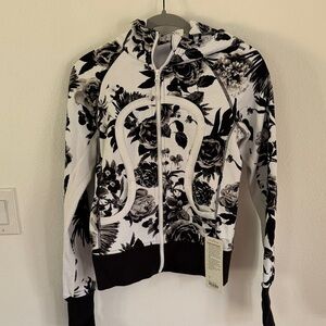 Original Lululemon Floral Black and White scuba Hoodie